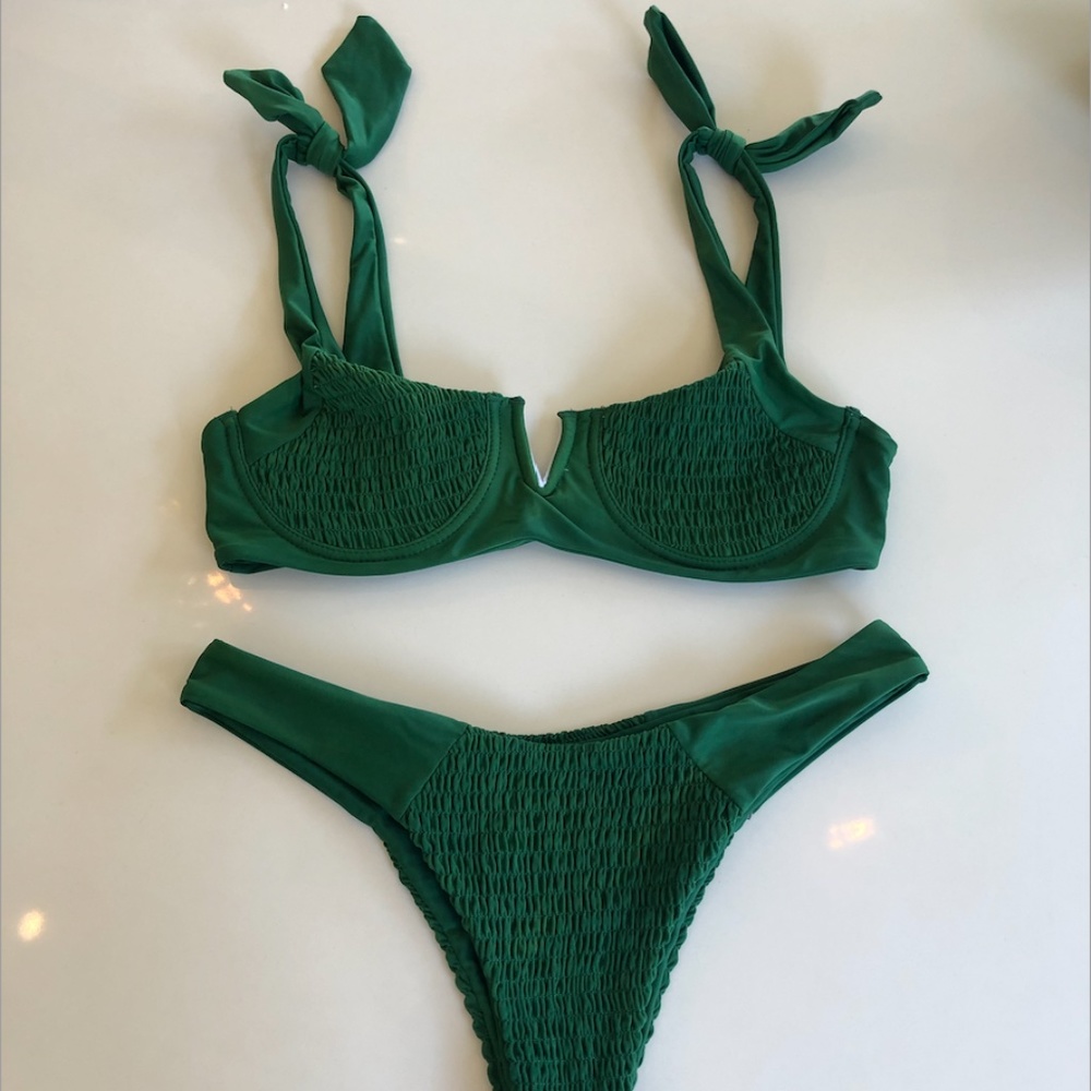 Smocked Green Bikini Set